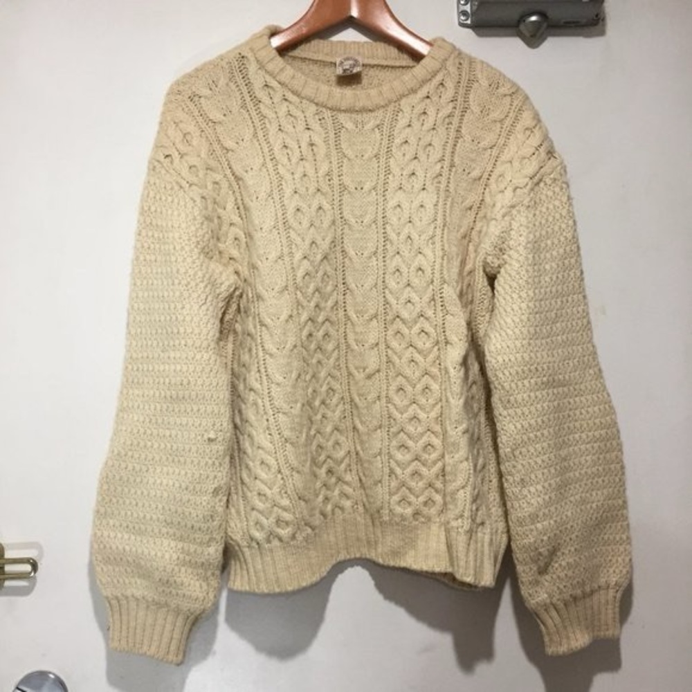 VINTAGE SHEEPSKIN WAREHOUSE WOOL KNITTED CARDIGAN SWEATERS SIZE XL